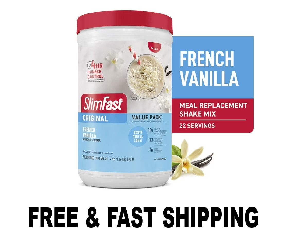 SlimFast Original Meal Replacement Shake Mix, French Vanilla, 22 Servings