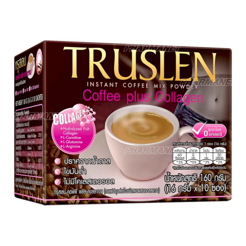 Truslen Coffee Plus Collagen Instant Drink Slim Weight No Sugar Diet 10 Sachets