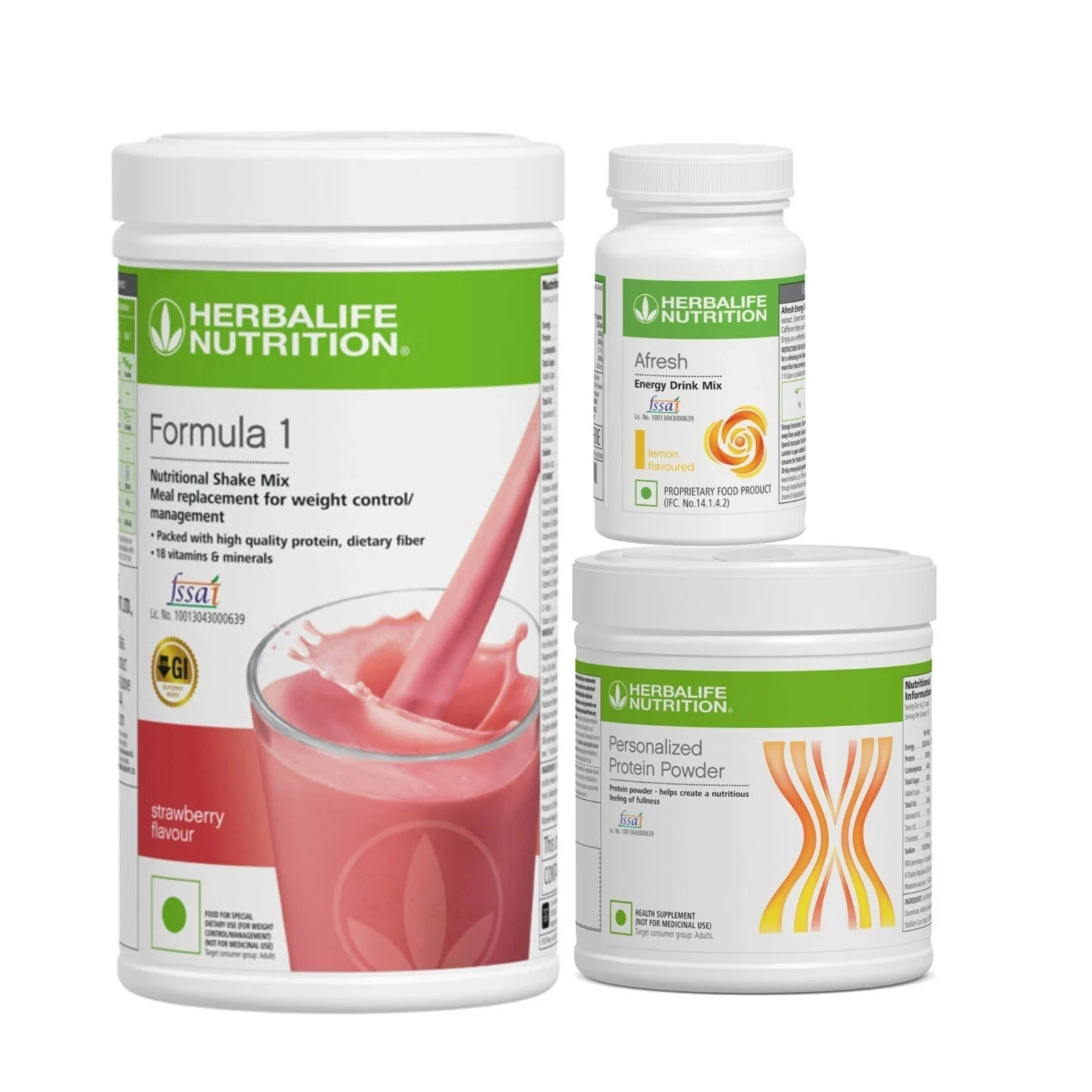 HERBALIFE COMBO SET (STRAWBERRY, PROTEIN 200GM. AFRESH) FREE SHIPPING