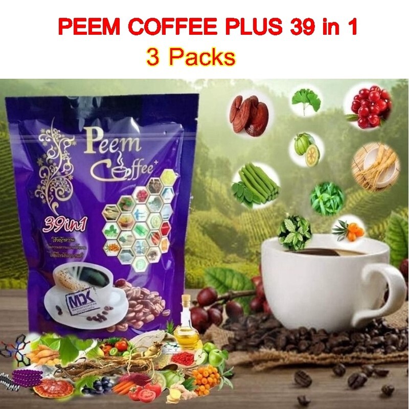 3 x Peem Coffee Herbs 39 in 1 Instant Mix Powder for Healthy lover Sugar Free