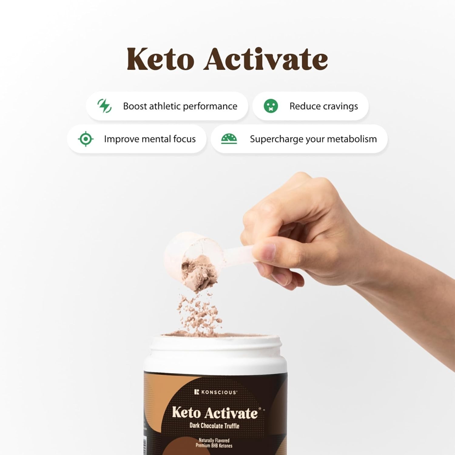 Dark Chocolate Truffle Exogenous Ketones Drink: Pure Keto Shake Powder with C…