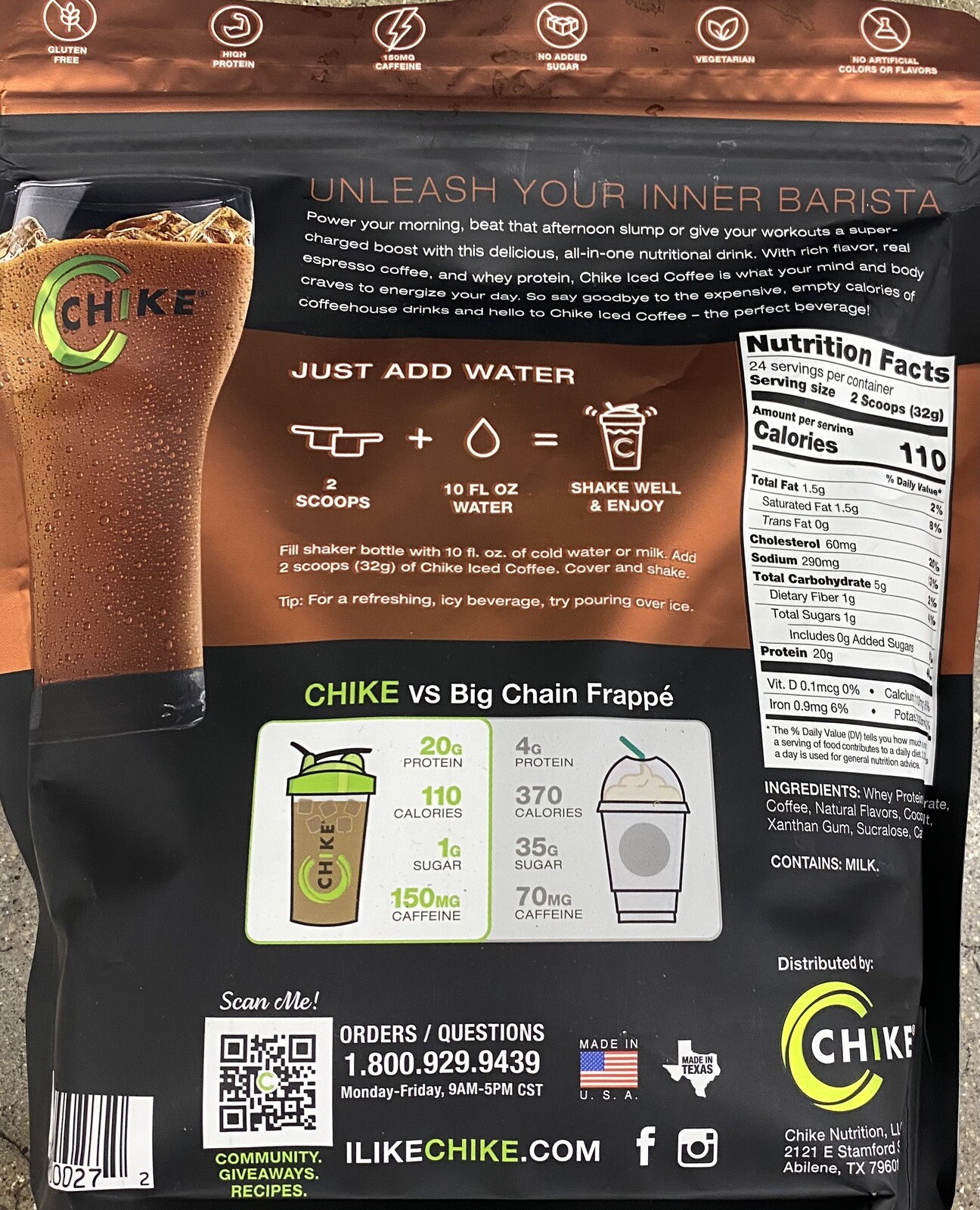 Chike Ice Coffee HIGH PROTEIN Whey Powder Mocha 27.1 oz Bag – 6 PACK