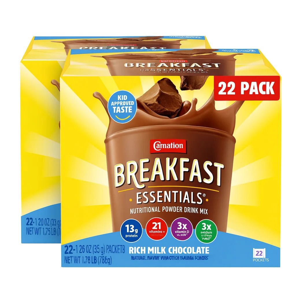 (2 Pack) Powder Protein Nutritional Shake Drink Mix Packets, Rich Milk Chocolat