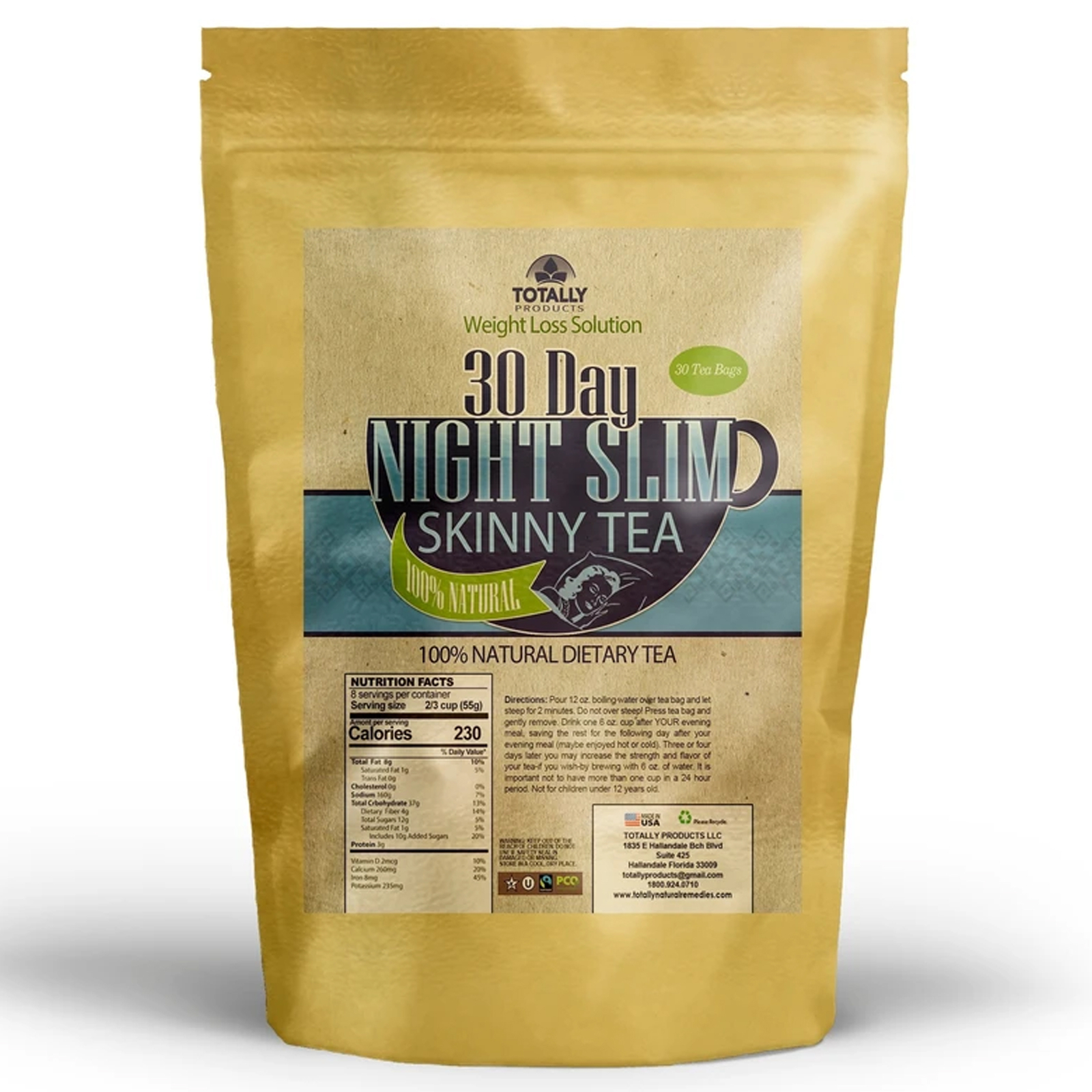 Night Slim Weight Loss Cleanse 30 Tea Bags & Black Seed Oil Caps Combo Free Ship