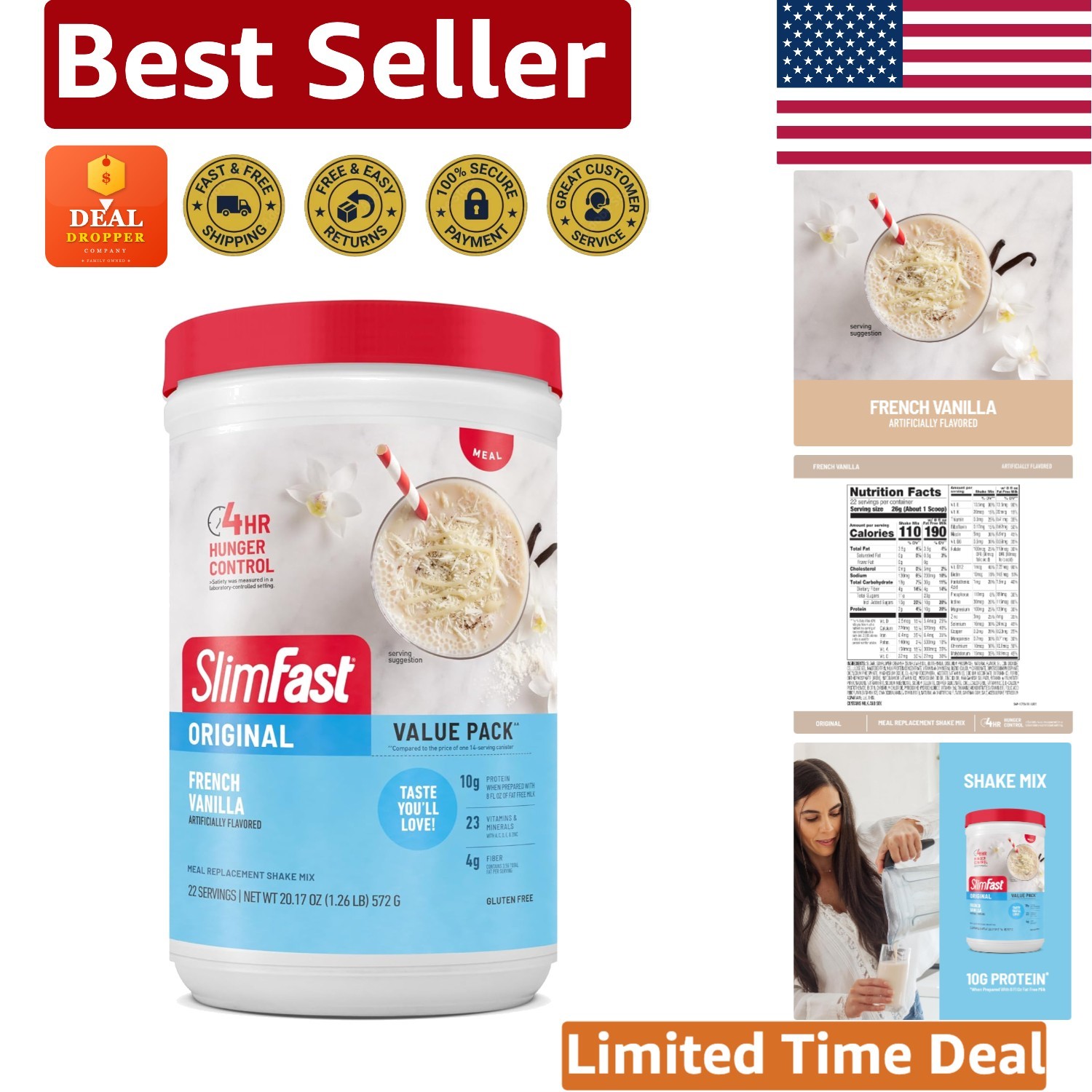 Nutritious Meal Replacement Drink – French Vanilla Flavor, 540 Days Shelf Life