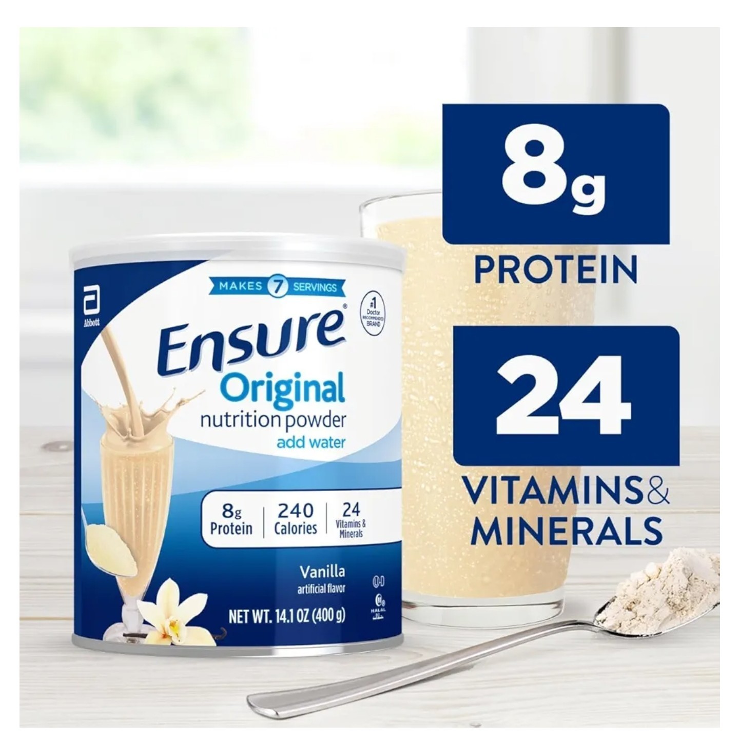 Ensure Original Nutrition Powder Drink Mix Vanilla 14.1 oz Gluten Free Halal