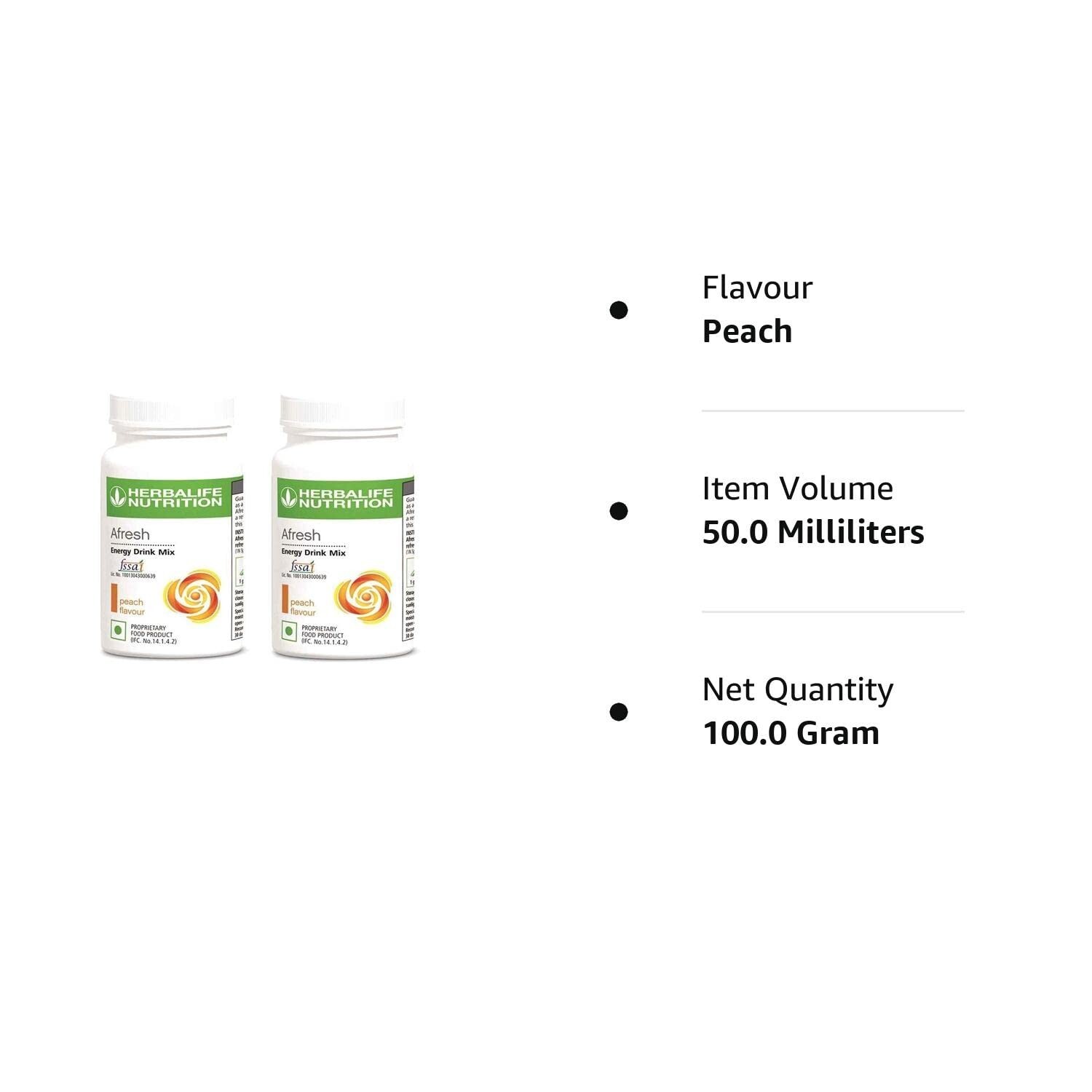 2X Afresh Energy Drink Mix Peach Flavour 50gm each fast shipping