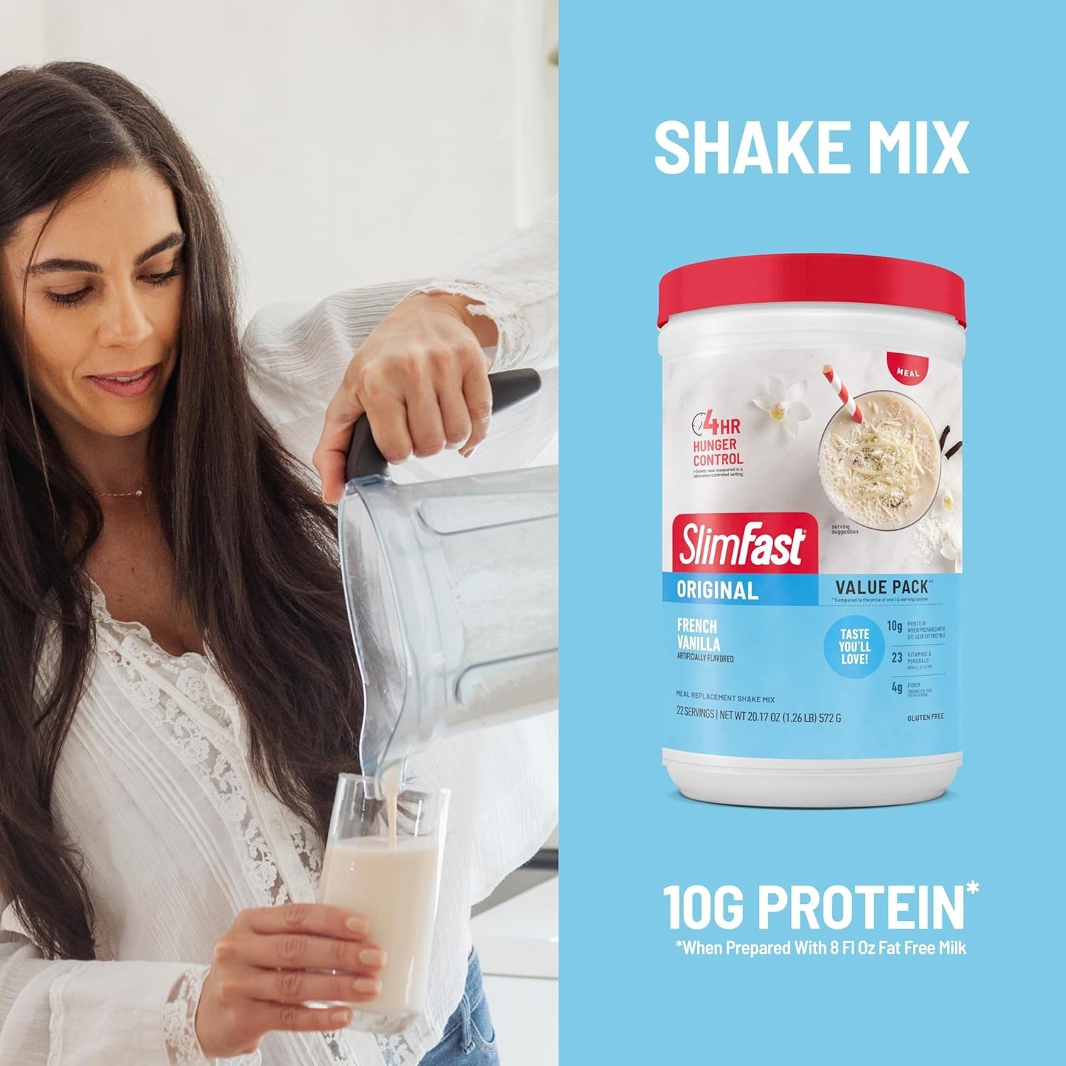 Protein-Packed French Vanilla Shake Mix for Weight Loss – 4g Fiber, 10g Protein