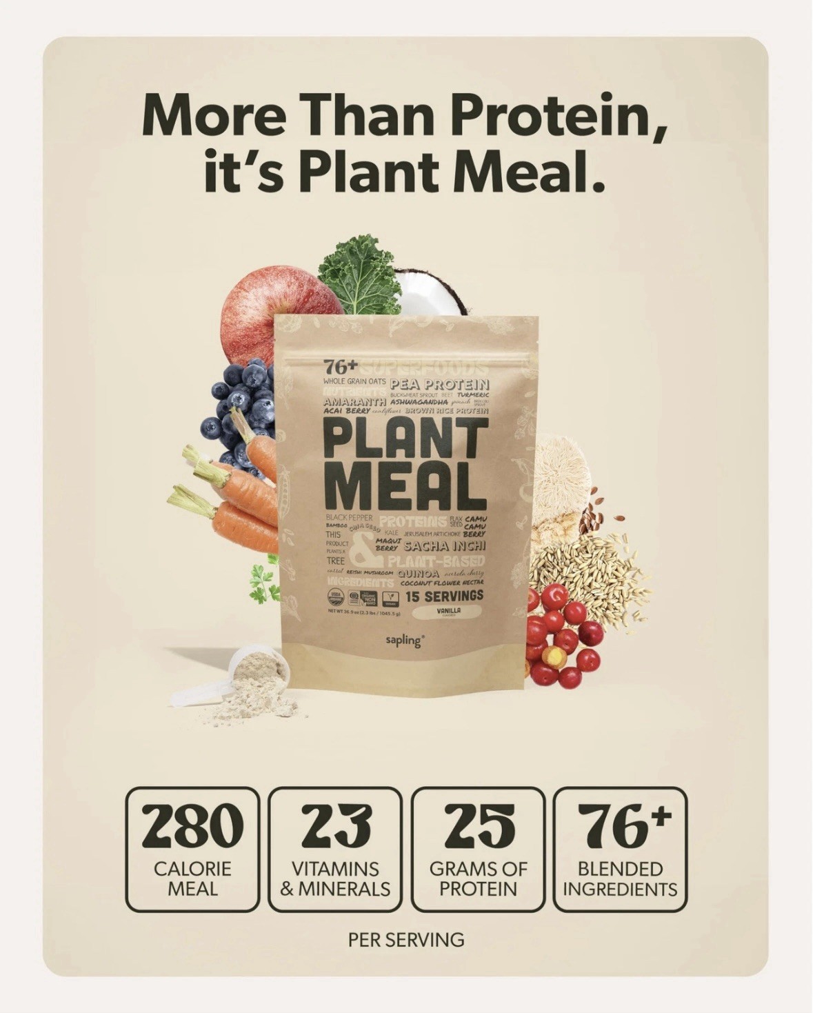 Plant Meal Replacement Shake – Vanilla – 25g of Plant Based Vegan Protein Pow…