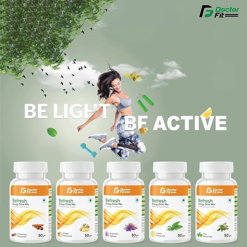Befresh Energy Drink Mix ((50g X 3 Combo), Lemon + Tulsi + Kashmiri Kahwa)