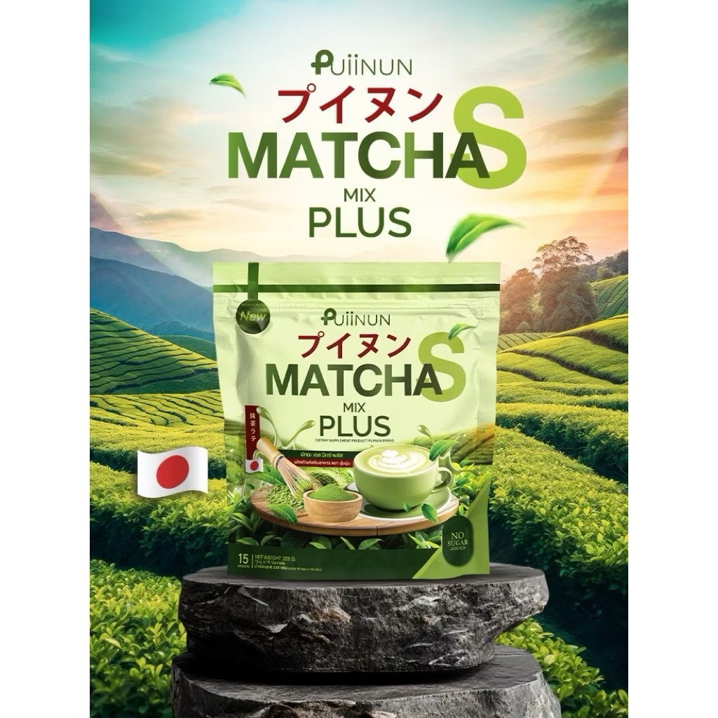 6x PUIINUN Matcha Mix Plus Powder Drink Dietary Supplement 15 Sachets