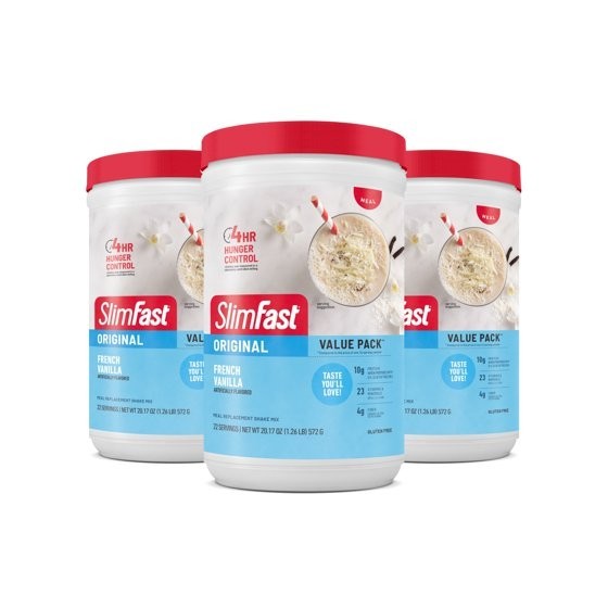 SlimFast Original Meal Replacement Shake Mix, French Vanilla, 22 Servings