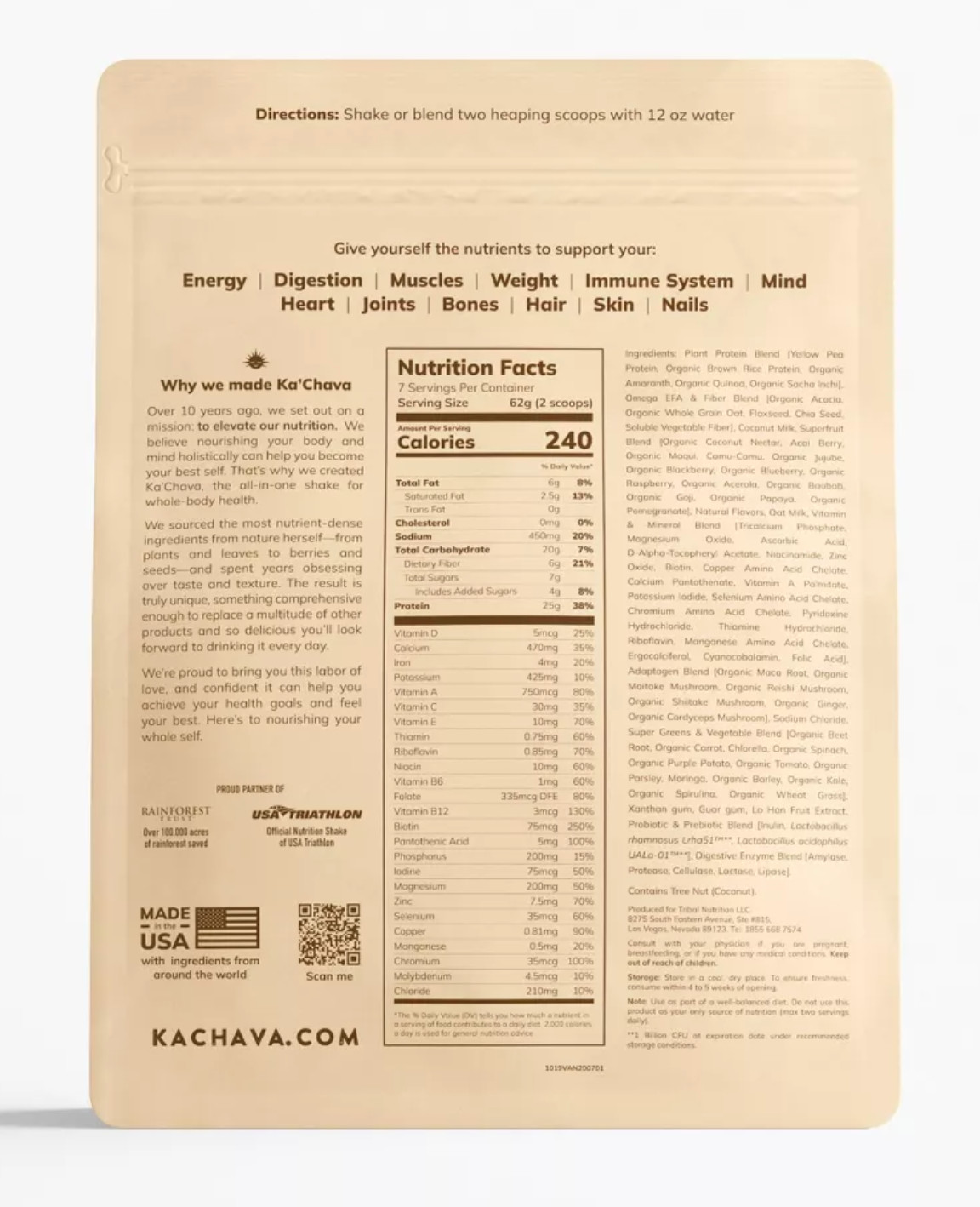 KACHAVA Vanilla THE ALL-IN-ONE NUTRITION SHAKE SMALL BAG (434g) 7 SERVINGS