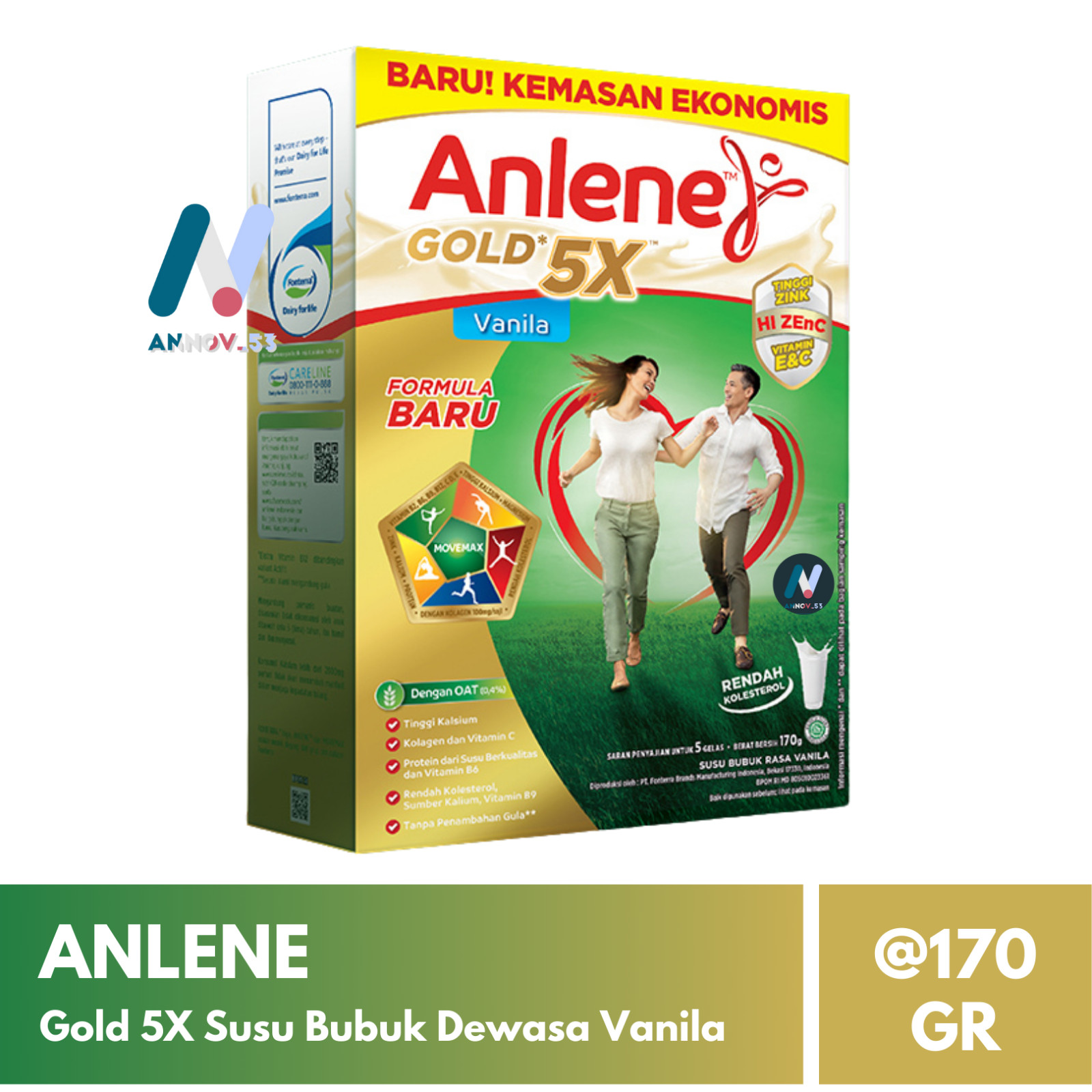 ANLENE Gold 5X Adult Milk Vanilla & Chocolate Collagen Bones High Calcium Fiber