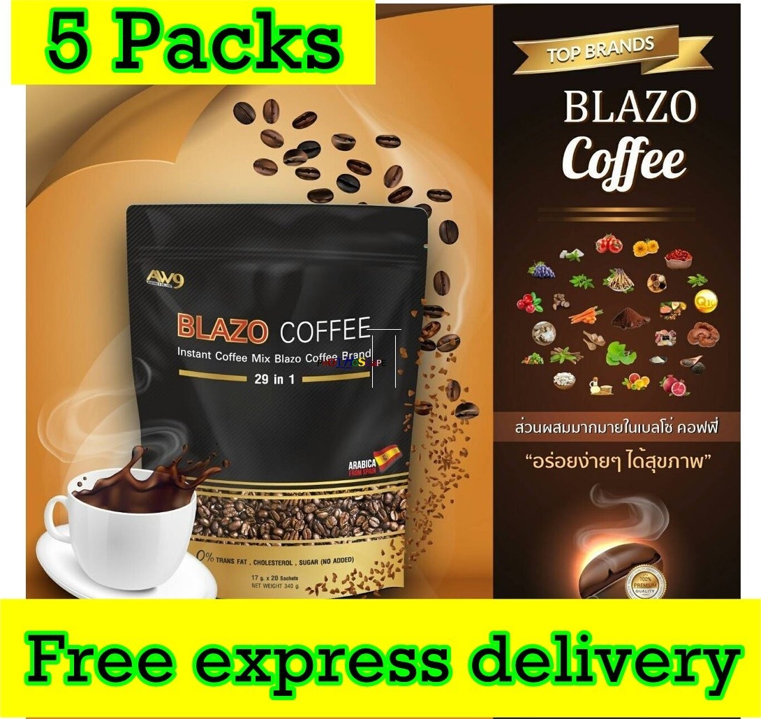 5X Blazo Coffee, Instant Coffee Premium Arabica Antioxidants Non-Fat Sugar Free