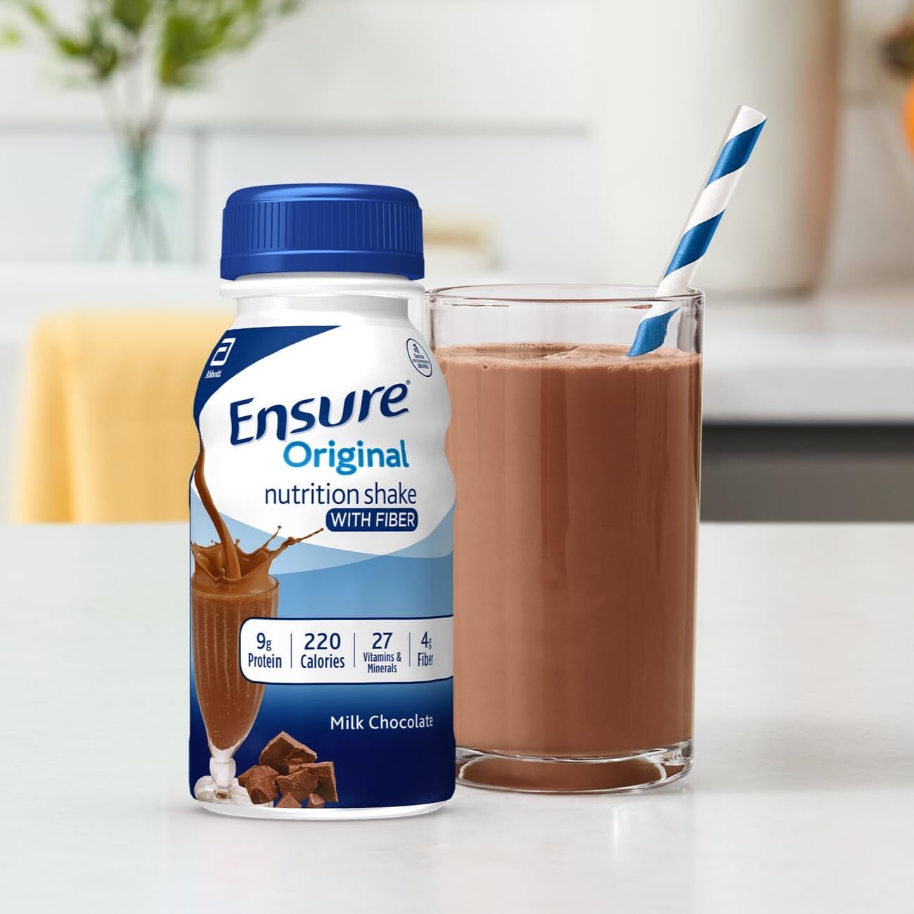 Ensure Original Milk Chocolate Nutrition Shake With Fiber | Meal Replacement