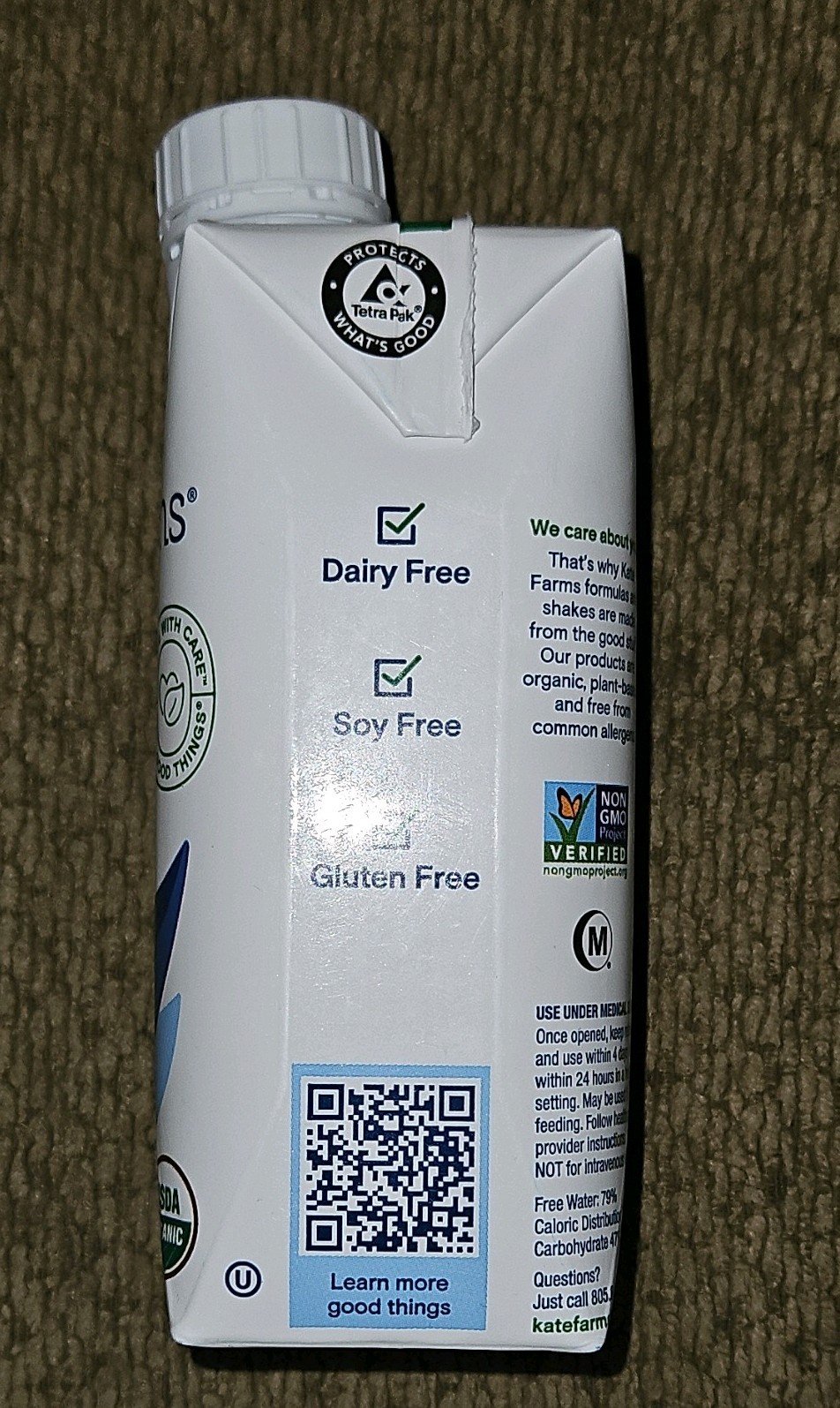 Kate Farms Nutrition Shake Plain 11 fl oz Vegan USDA Organic Dairy-Free