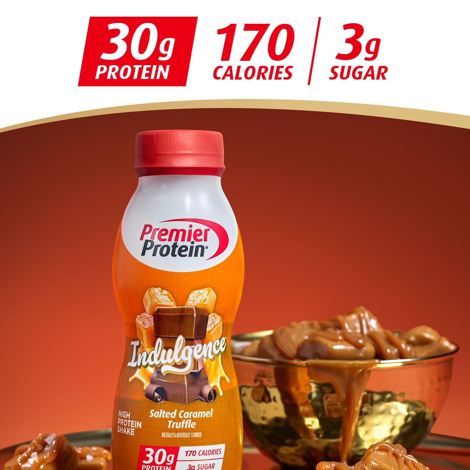 •*.NEW*.•Premier Protein Indulgence, Salted Caramel 🍬Truffle 11.5 fl oz, 12 ct
