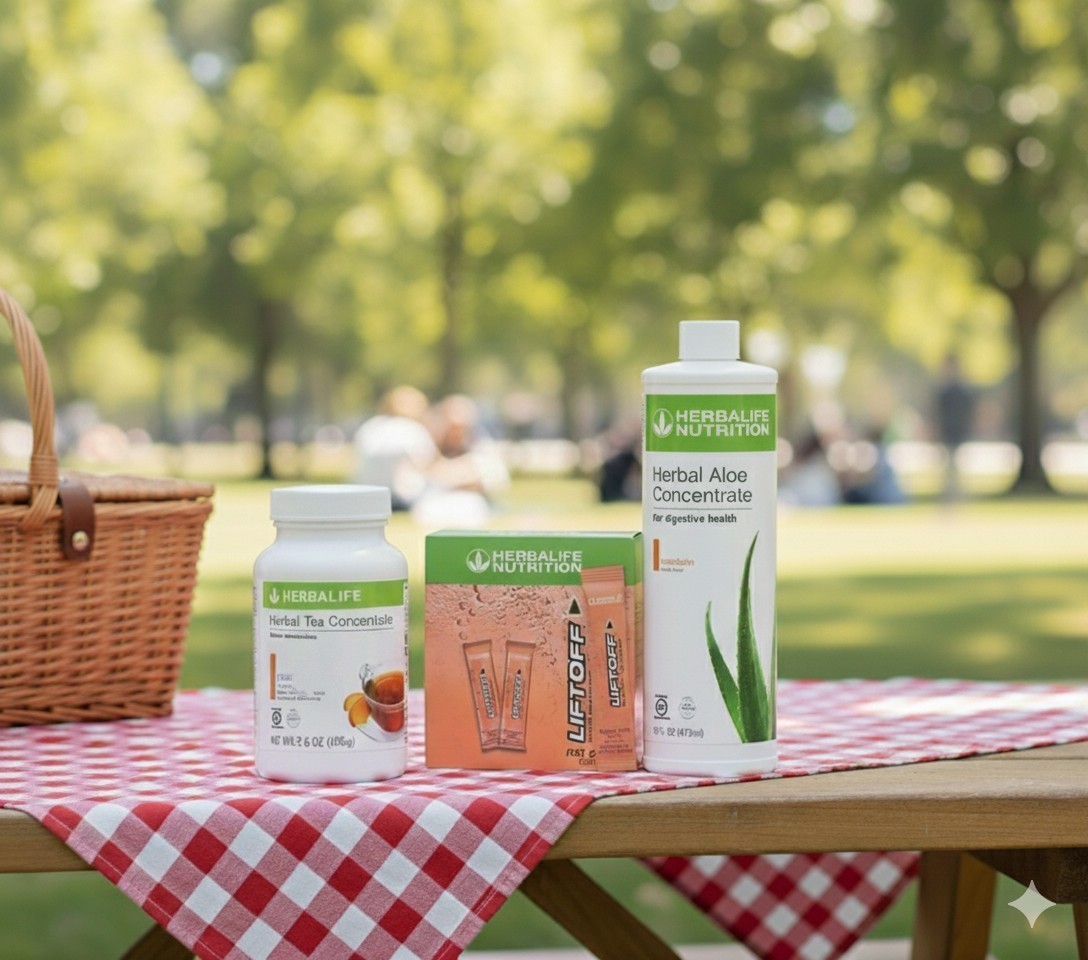 Herbalife Peach Tea 3.6 oz +Mandarin Aloe Pint+30 Tropical Force Liftoff Sticks