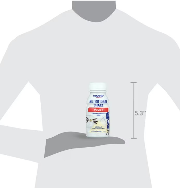 Equate Vanilla Plus Nutritional Shake, 8 fl oz Bottles, Pack of 6