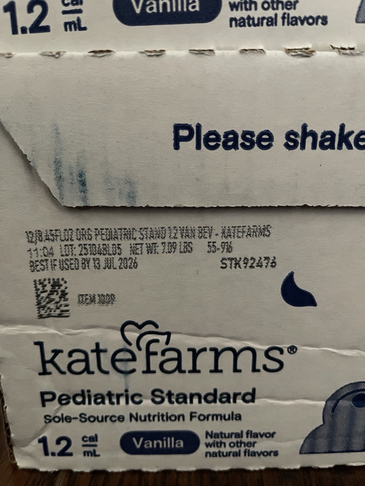 Kate Farms Pediatric 1.2 Cal Vanilla 8.45 Oz case 48 Bottle Exp 4/26, 4 Cases.,