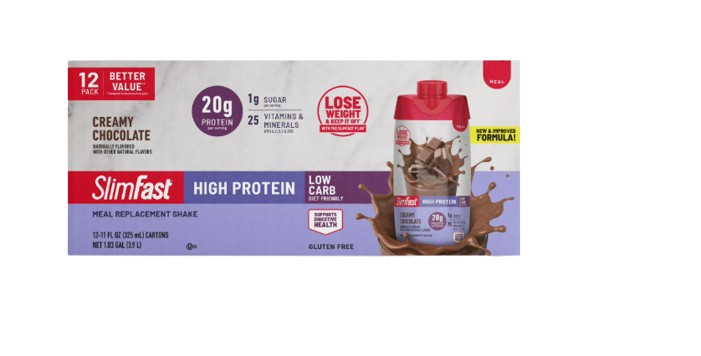 2 pack SlimFast High Protein 20g Meal Replacement Shake Creamy Chocolate, 11oz