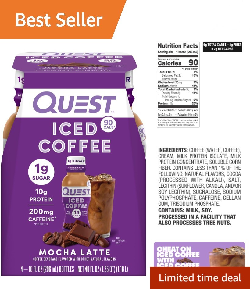 Rich Mocha Latte Iced Coffee – 1g Sugar, 90 Calories – Perfect for Coffee Lovers