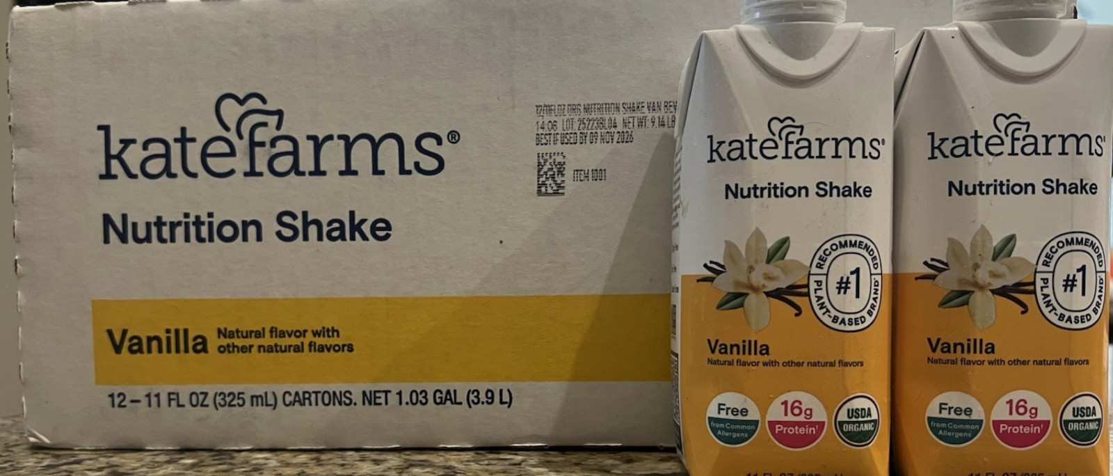 KATE FARMS Organic Nutrition Shake Vanilla 16g Protein Pack of 12 EXP 11/26 NEW