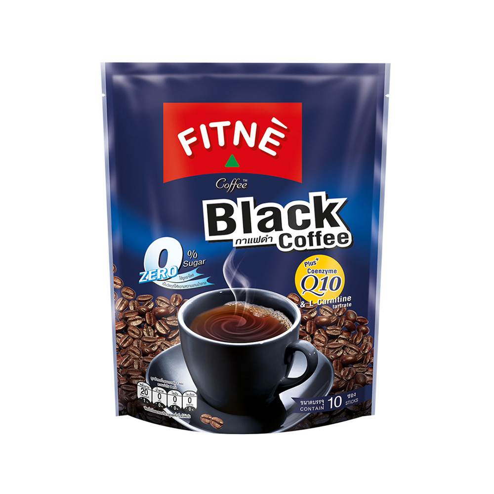 4x Fitne Black Coffee Instant Mix 0%Sugar Coenzyme Q10 Weight Loss Diet 10 stick