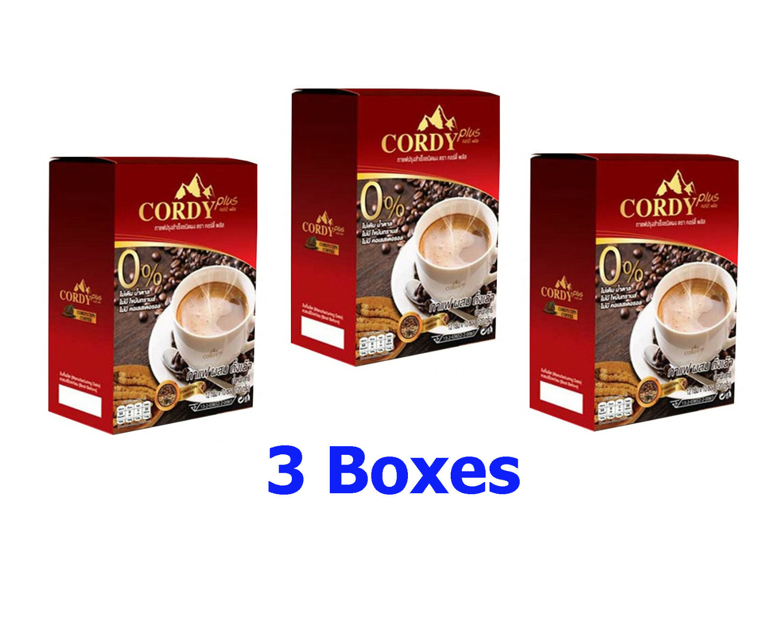 3x Cordy Plus Coffee Cordyceps Ganoderma Herb Ginseng Health Coffee No Sugar