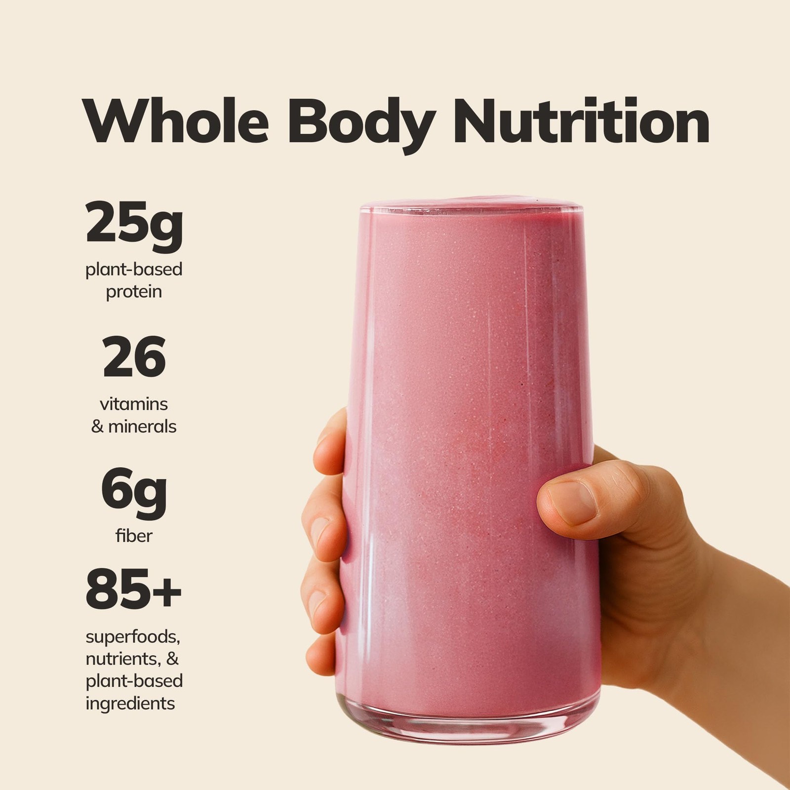 Nutrition Shake Blend Strawberry 15 Servings 85+ Superfoods Vegan Dairy Free