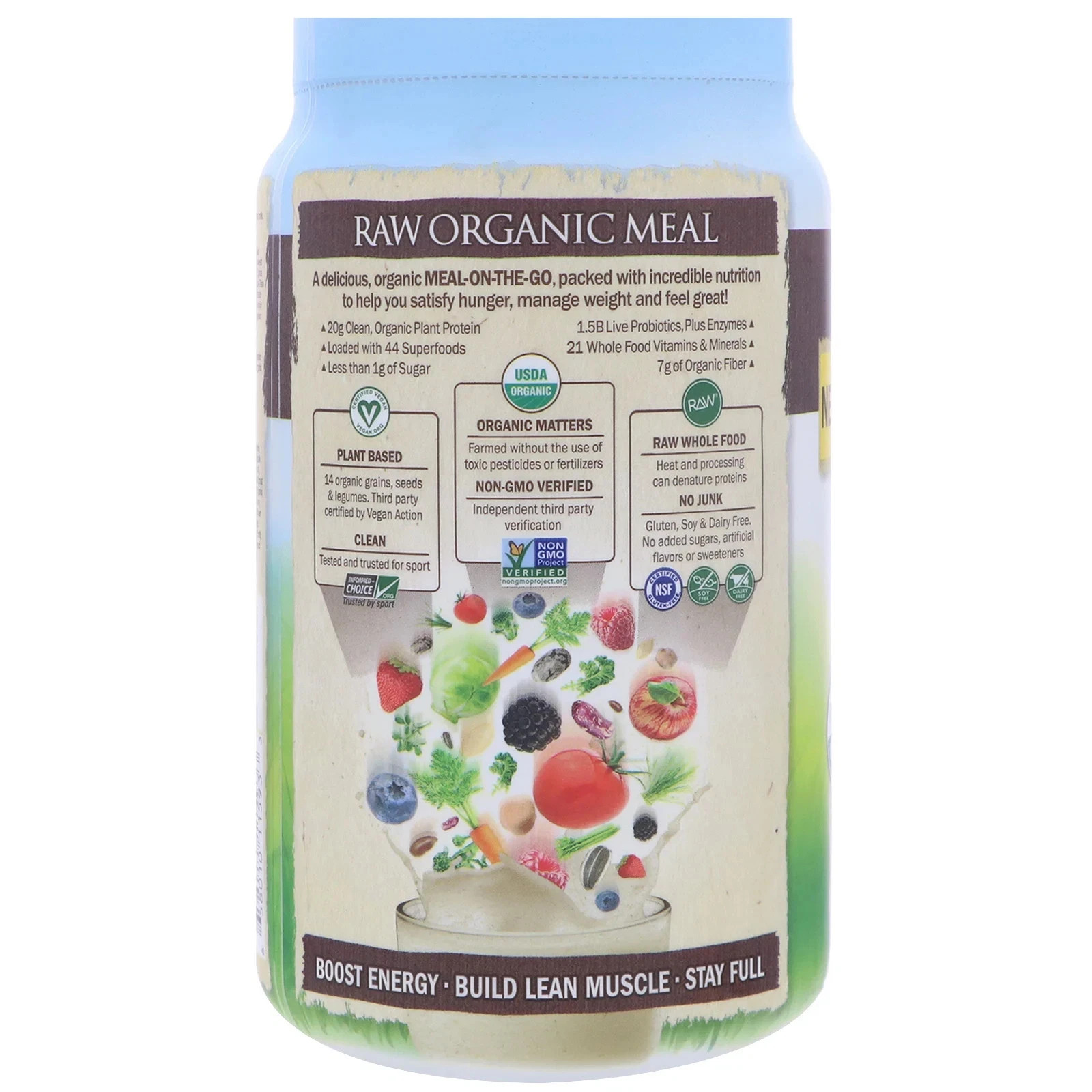 Raw Meal Organic Shake, Meal Replacement Chocolate 1078 g/2.24 lb Each (3 Pack)