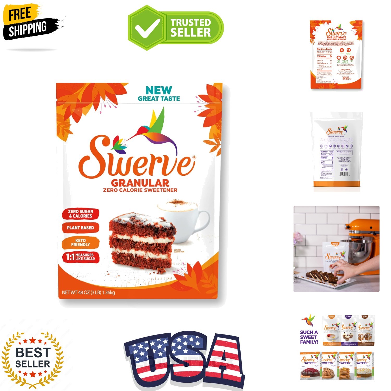 Ultimate Sugar Replacement Sweetener, Granular Sugar Substitute, Zero Calorie…