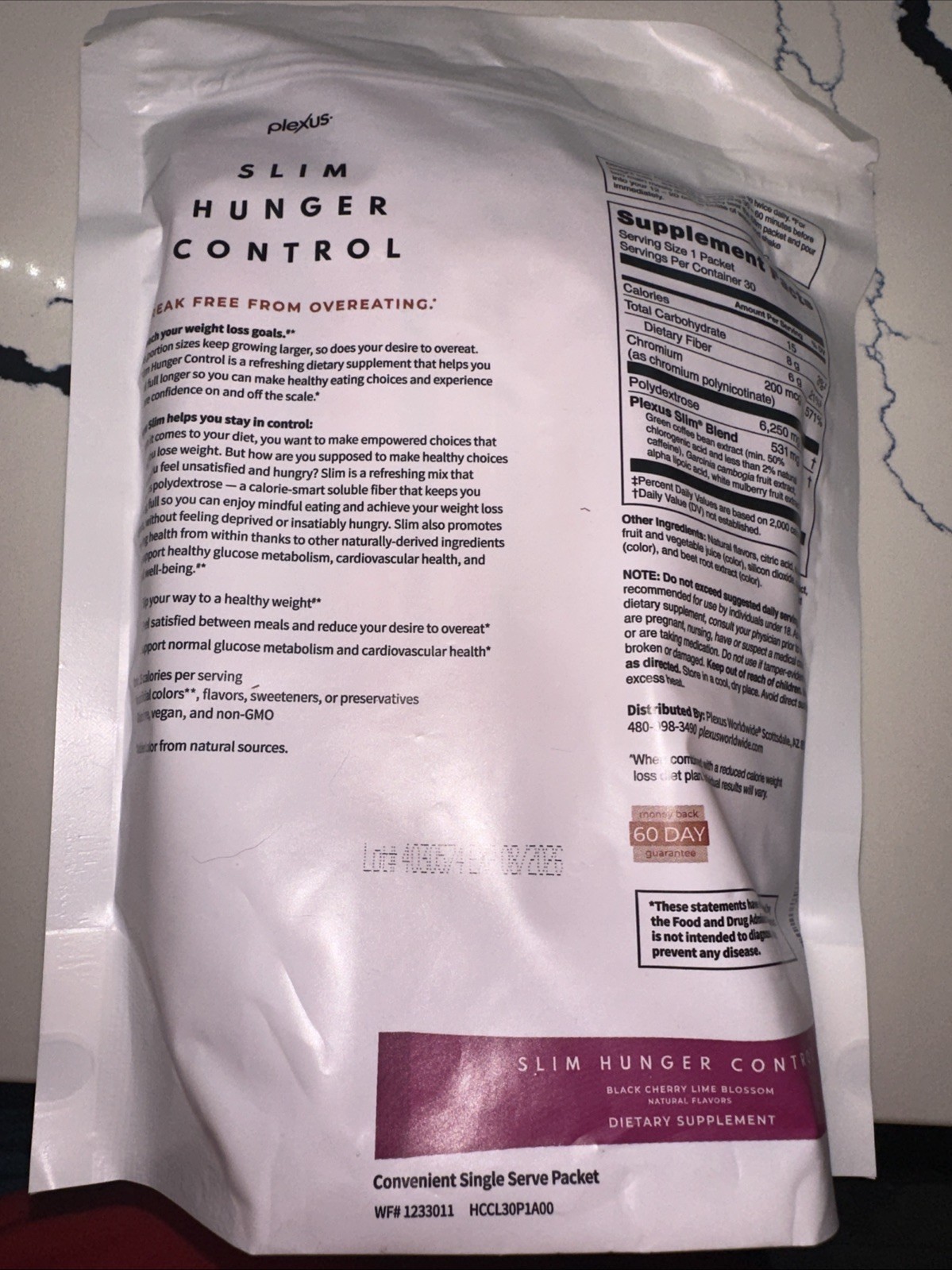 Plexus Slim Hunger Control BLACK CHERRY LIME BLOSSOM 30 Single Serving Packets