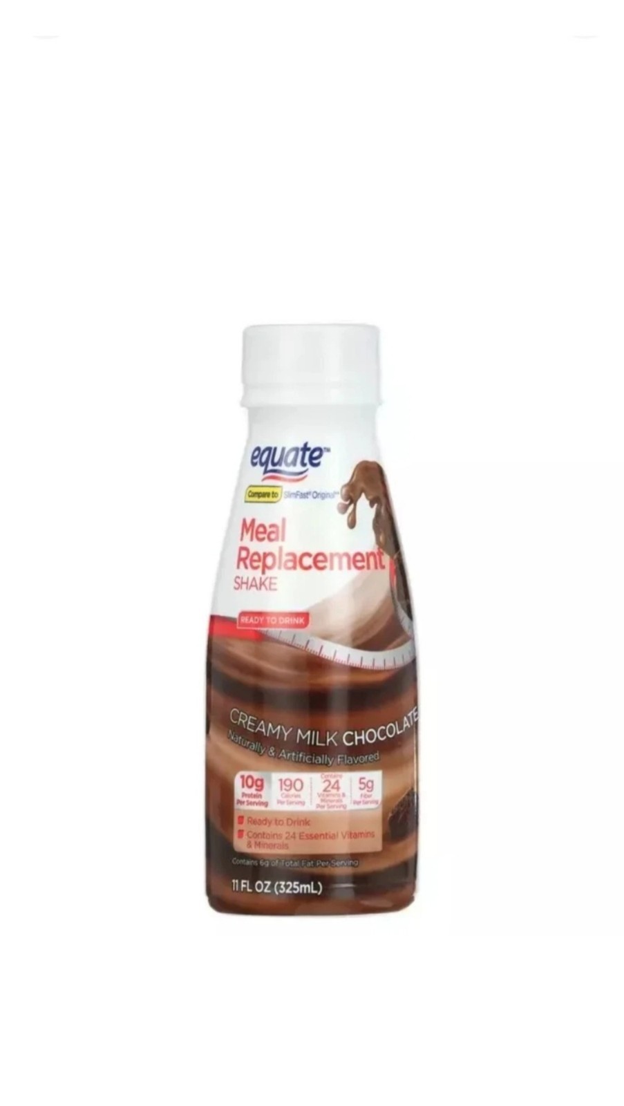 Equate Meal Replacement Shake, Creamy Milk Chocolate, 11.oz, Exp:12/25 (Lot Of 6