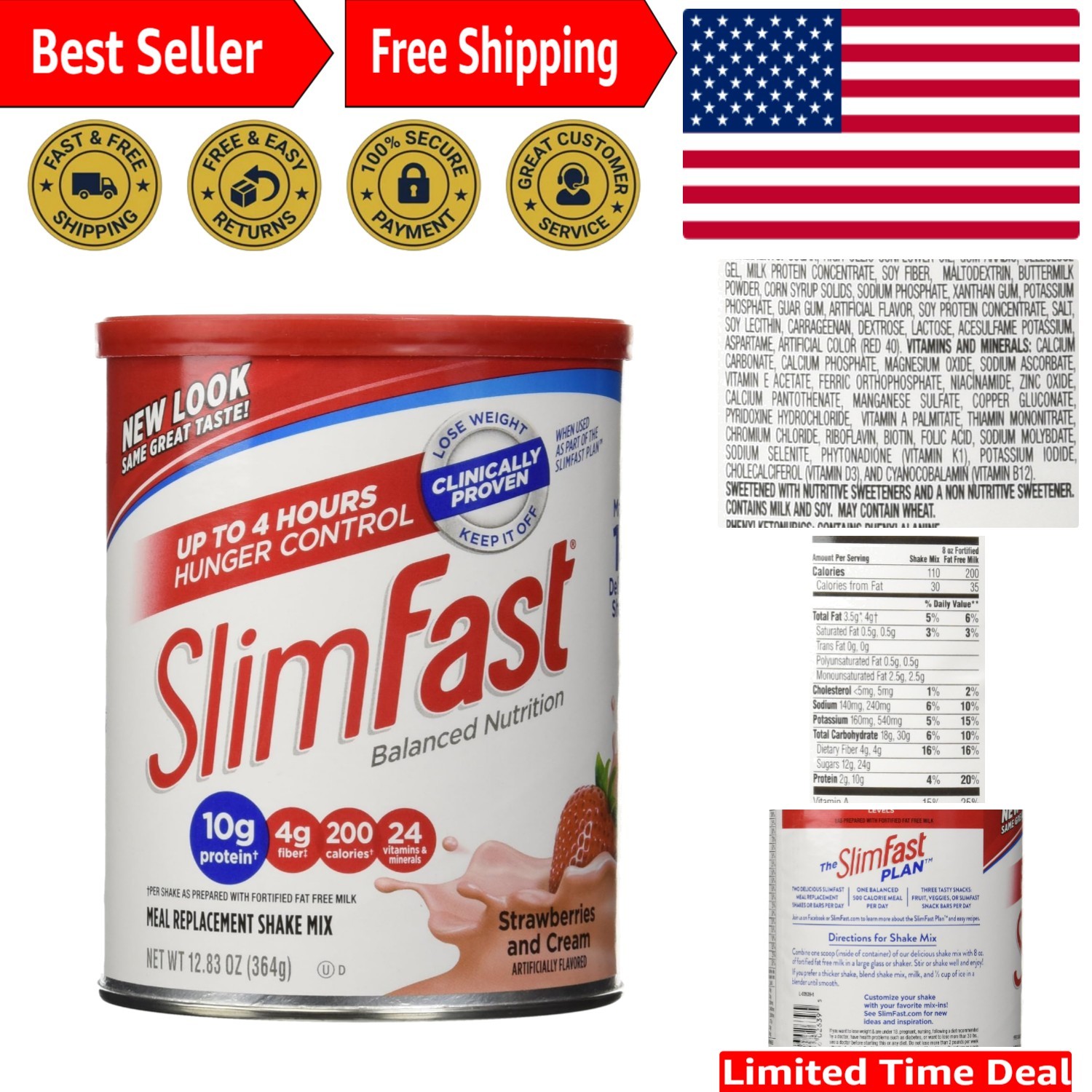 Delicious Strawberries & Cream Shake Mix – 14 Servings for Weight Loss Success