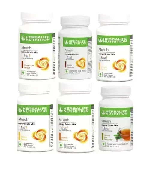 6X Herbalife Nutrition Afresh Energy Drink Mix Tea 50g Each In All Flovours