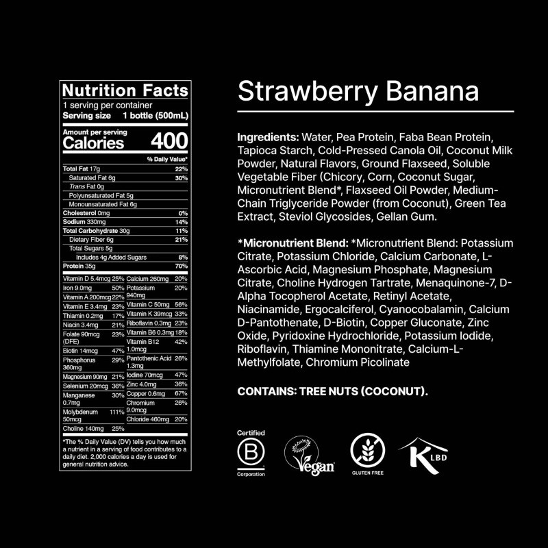 Strawberry Banana 35g Protein Meal Replacement – 4pk: Gluten-Free, Vegan