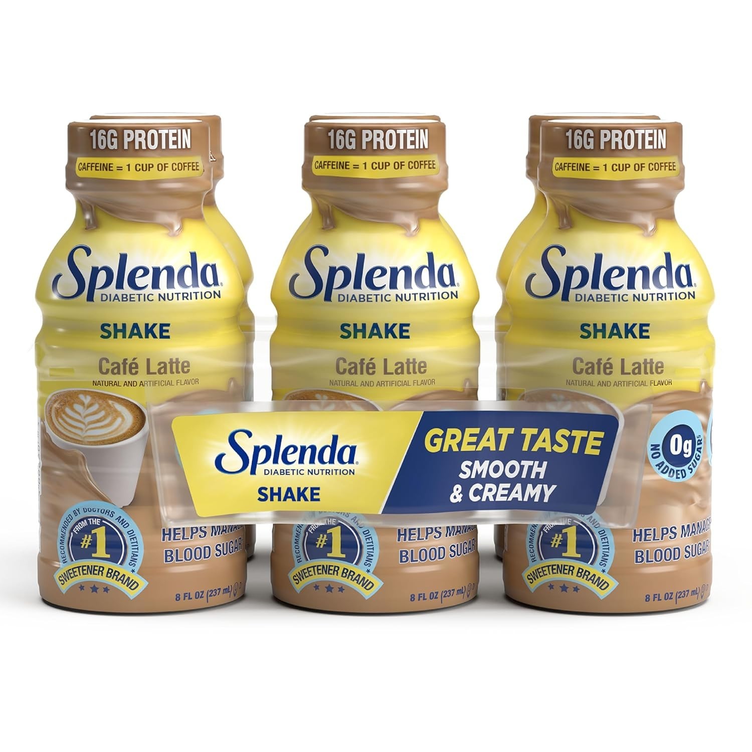 Diabetes-Friendly Meal Replacement – 6 Pack Café Latte Shakes, 16g Protein Each