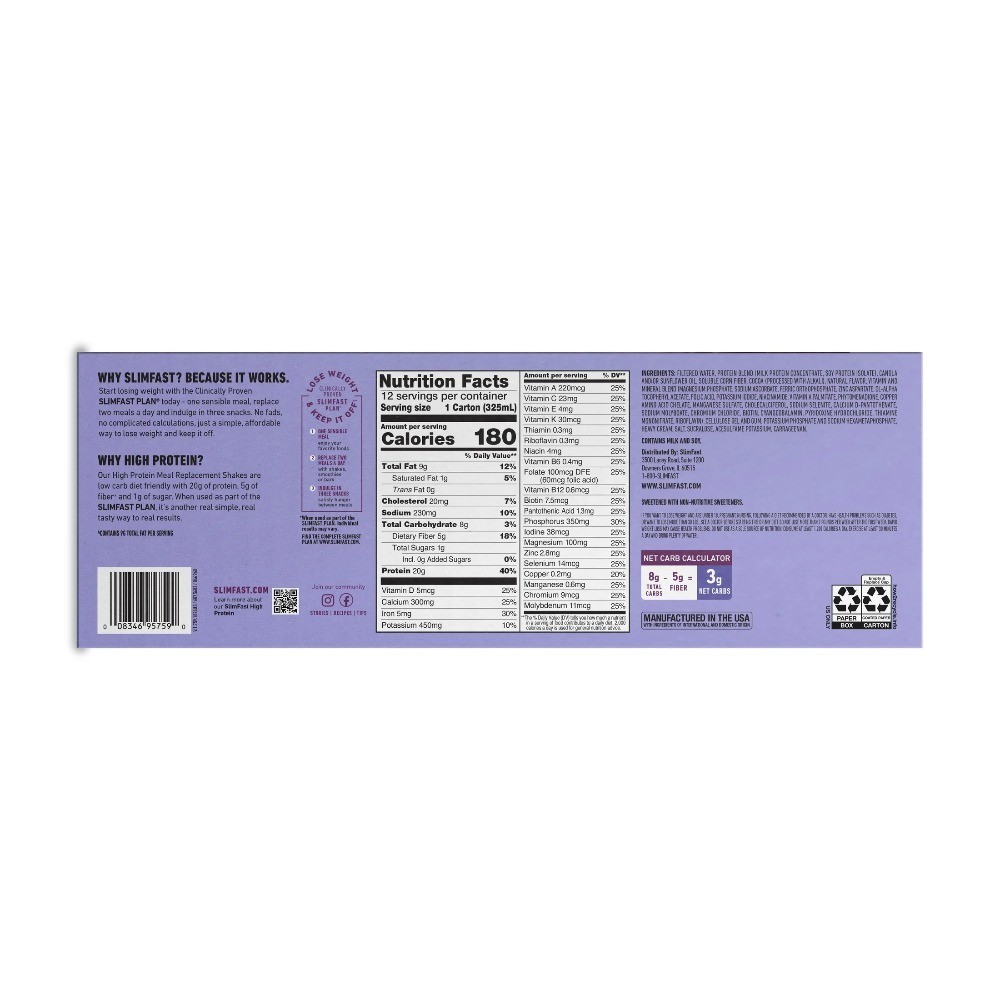 High Protein 20g Meal Replacement Shake Ready to Drink Creamy Chocolate 11oz 12