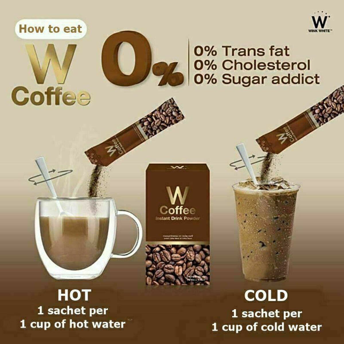6 W Coffee Wink White instant drink healthy arabica coffee Weight Control