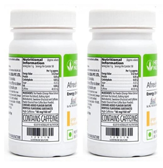 Herbalife Nutrition Afresh Energy Drink Mix Powder Lemon & Ginger 100g pack Of 2
