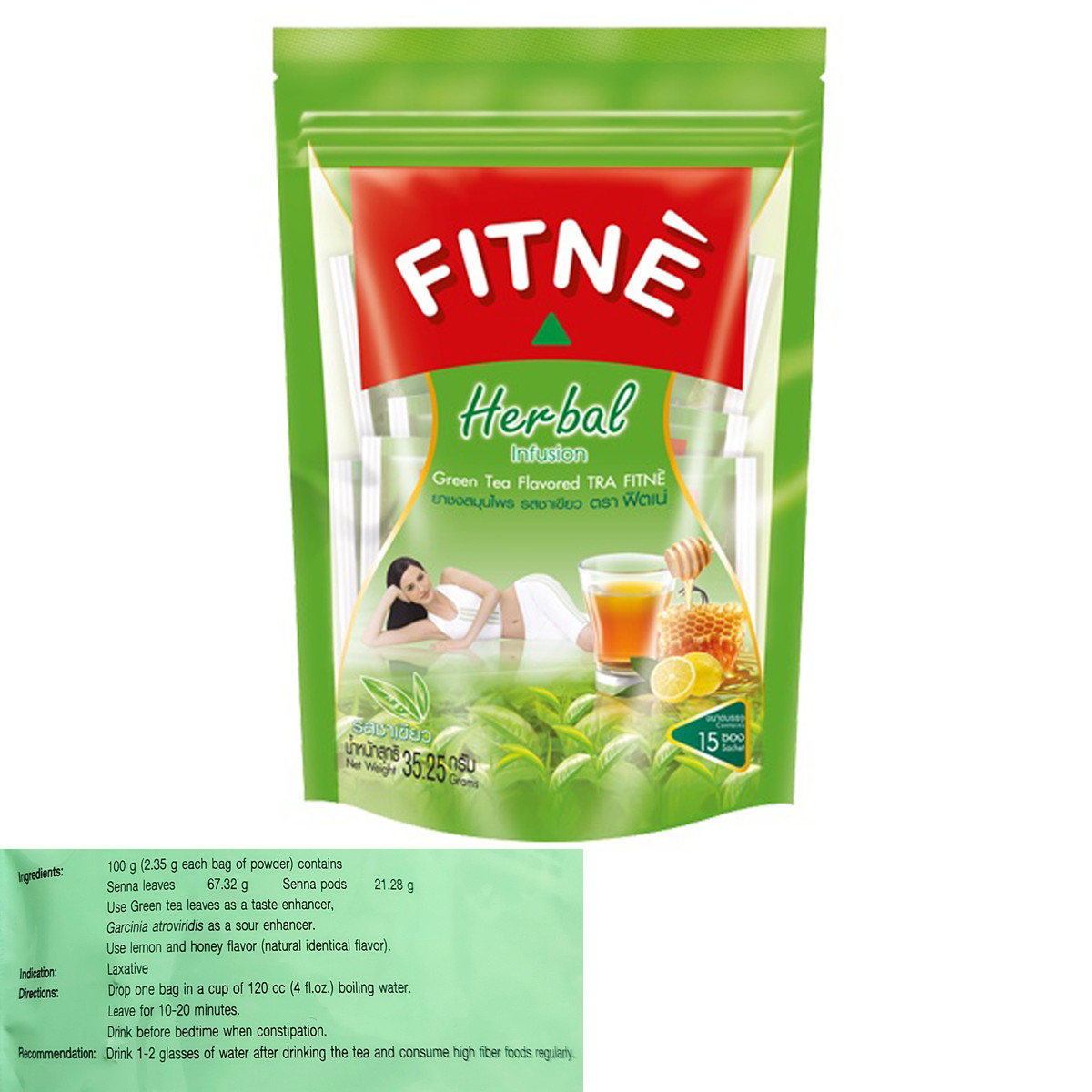 15 sachets FITNE herbal infusion Green Tea Slimming Weight Loss Diet detox us