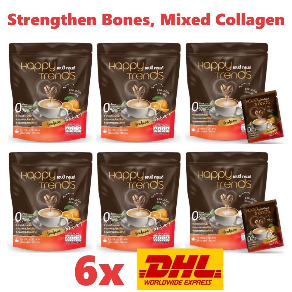 6x Happy Trends Coffee 32 in 1 Mix Collagen Weight Management Nourish Skin Bone
