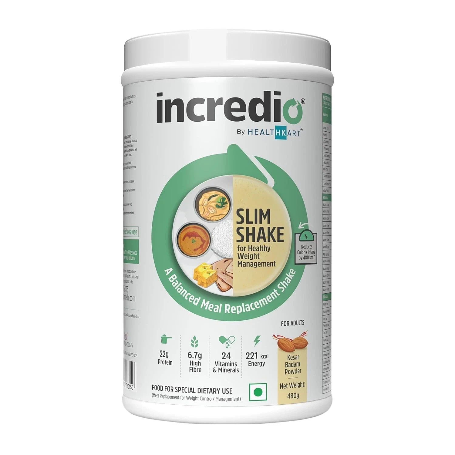 INCREDIO By Healthkart Slim Shake for Weight Management (Kesar Badam, 480g)