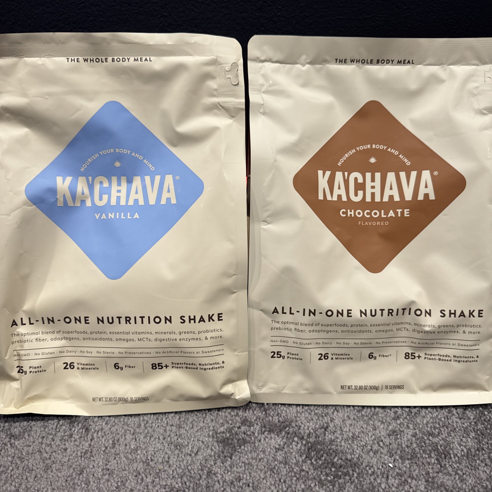 Kachava Vanilla & Chocolate Shakes THE WHOLE BODY MEAL 32.8 Oz 15 servings