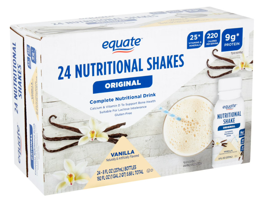 Equate Original Meal Replacement Nutritional Shakes, Vanilla, 8 fl oz, 24 Count
