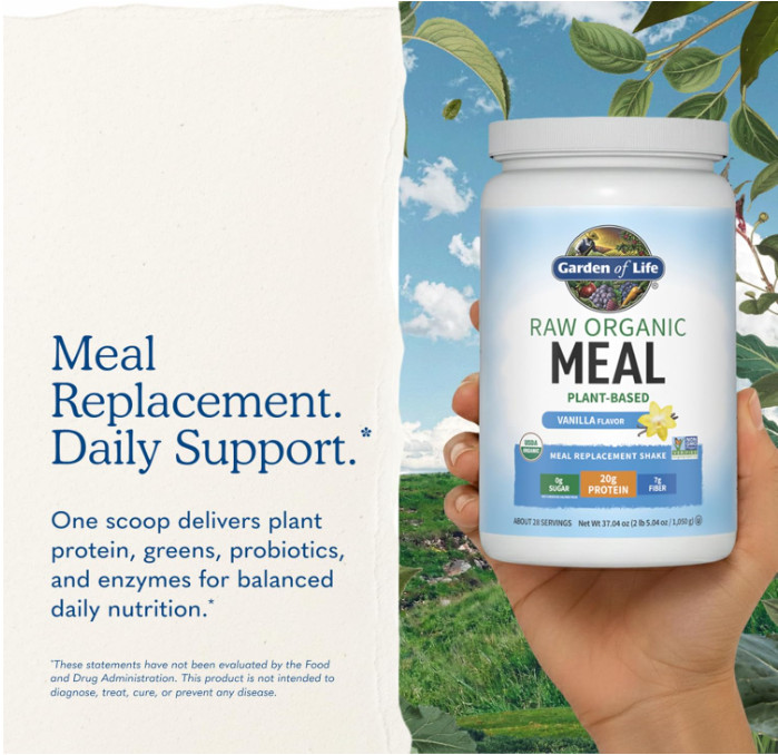 Garden of Life Raw Organic Meal Replacement Shake, Vanilla, 28 Servings