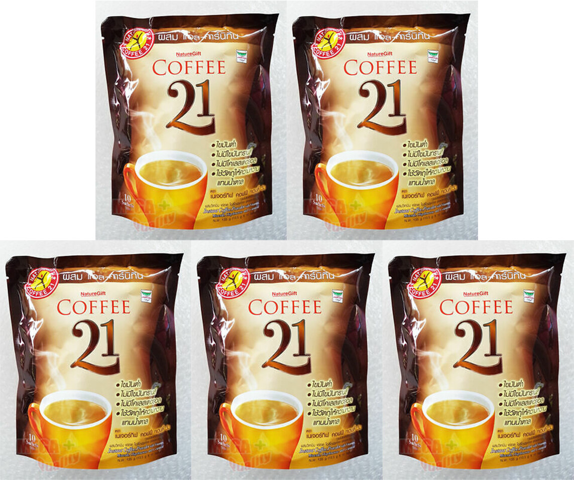 5 x NatureGift Coffee 21 Plus L-Carnitine Slimming Lose weight Fast 10 Sachets