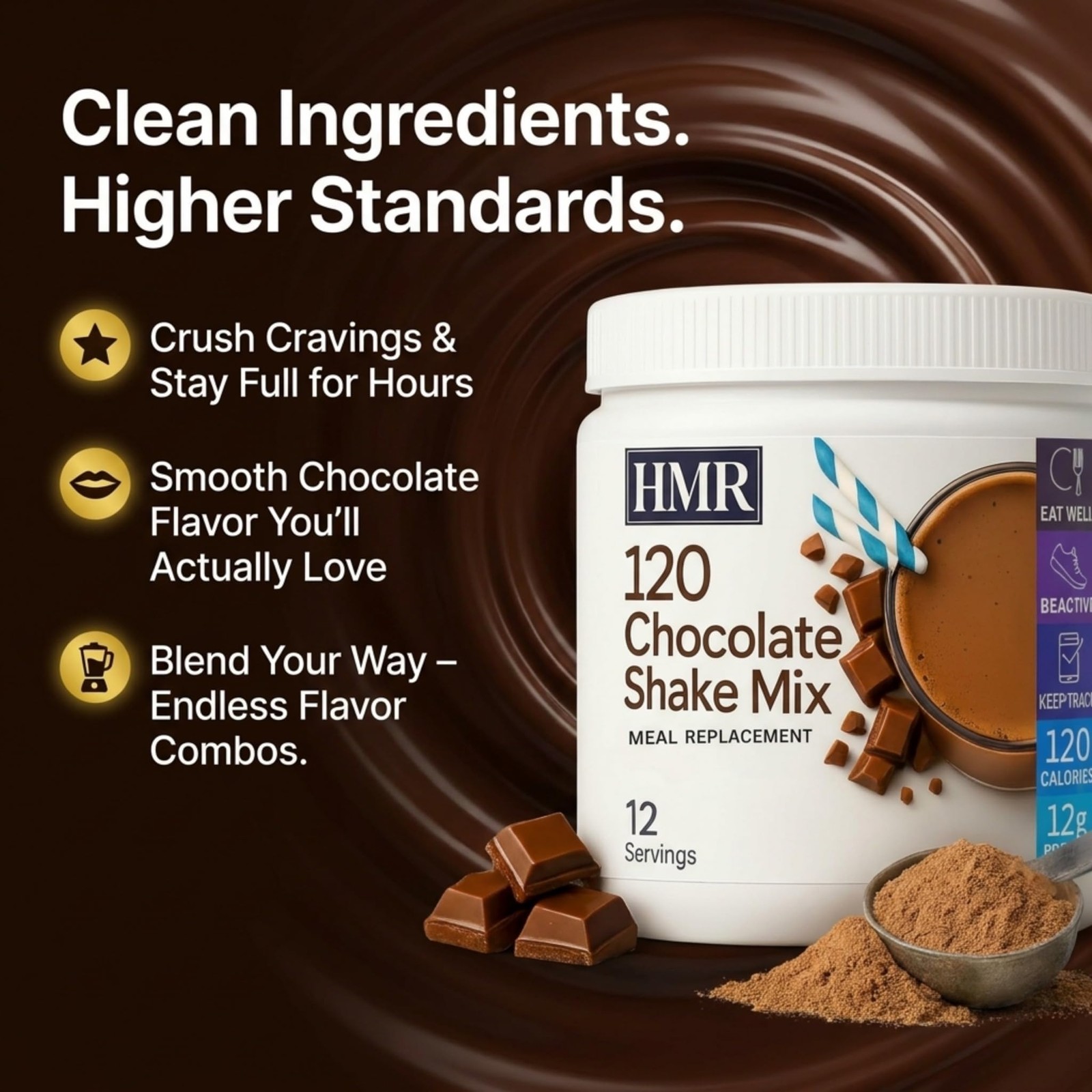 HMR 120 Chocolate Shake Meal Replacement Powder | Chocolate Shake Mix to Supp…